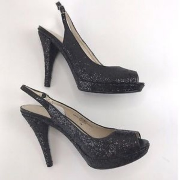 New in Box Nine West Black Glameron Open Toe Heels - Picture 2 of 8